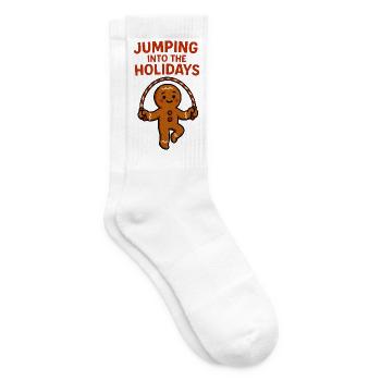 Gingerbread jumps into the holidays - Tennis socks - white - Right
