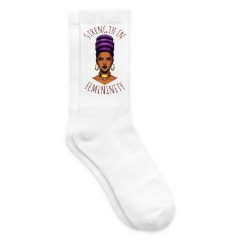 Strength in Femininity – Female Empowerment Art - Tennis socks - white - Right
