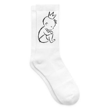 Baby mit Krone Kontur Schwarz - Tennissocken - Weiß - Rechts