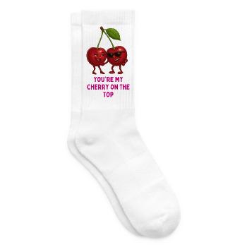Cherry love on top - Tennis socks - white - Right