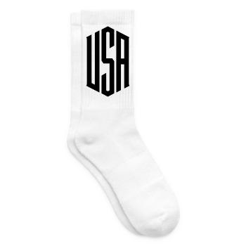 USA lettering inscription - Tennis socks - white - Right