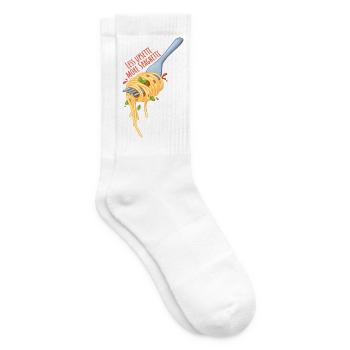 Less Upsetti More Spaghetti – Kawaii Food Meme - Tennis socks - white - Right