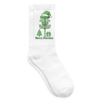 Merry Discsmas Disc Golf Basket Christmas Tree - Tennis socks - white - Right