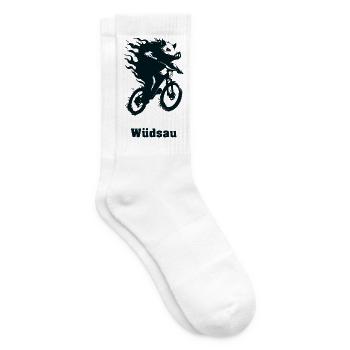 Flammenross auf Rad - Tennissocken - Weiß - Rechts