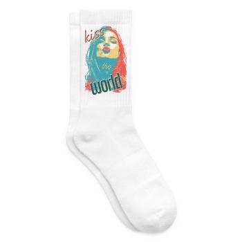 Kiss the World Pop Art Girl Portrait - Tennissocken - Weiß - Rechts