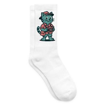 Chat touriste avec appareil photo - Chaussettes de tennis - blanc - Droite