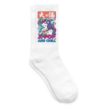 Anime de musique coréenne licorne mignonne et chill - Chaussettes de tennis - blanc - Droite