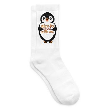 Penguin Banner: Schön, mich kennenzulernen - Tennissocken - Weiß - Rechts