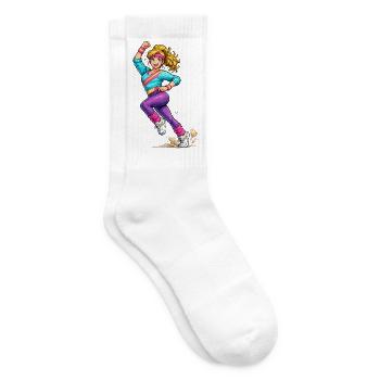 Femme aérobie énergique en mouvement - Chaussettes de tennis - blanc - Droite