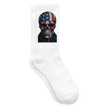 USA Totenkopf - Patriot Skull Design - Tennissocken - Weiß - Rechts