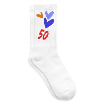 50. 50 ANS. 50e ANNIVERSAIRE. ANNIVERSAIRE 50 ANS. - Chaussettes de tennis - blanc - Droite