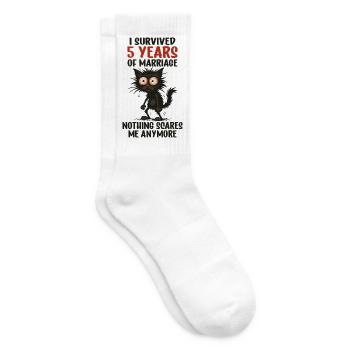 5. Hochzeitstag Geschenk Mann Frau Ehemann Ehefrau - Tennissocken - Weiß - Rechts