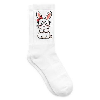 Kaninchen mit Brille - Tennissocken - Weiß - Rechts