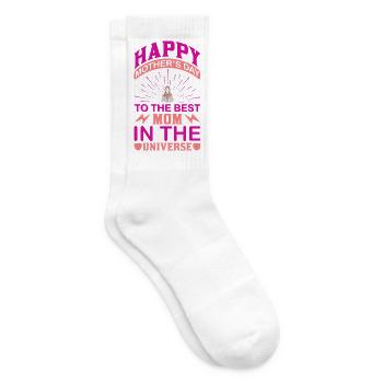 Best Mom In The Universe – Happy Mothers Day - Tennis socks - white - Right