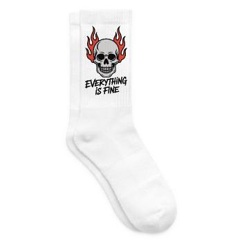 Skull On Fire Everything Is Fine - Tennis socks - white - Right