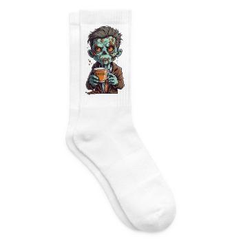 Coffee Monster - Caffeine Zombie - Morning Grouch - Tennis socks - white - Right