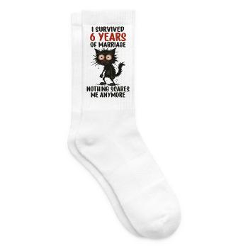6. Hochzeitstag Geschenk Mann Frau Ehemann Ehefrau - Tennissocken - Weiß - Rechts
