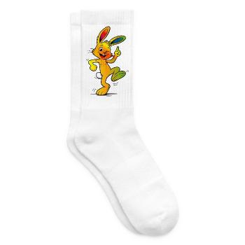 Bunter Hase Cartoon Lustiges Oster Design  - Tennissocken - Weiß - Rechts