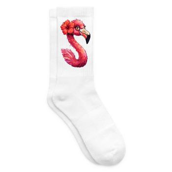Flamingo Hibiskus Tropenpracht - Tennissocken - Weiß - Rechts