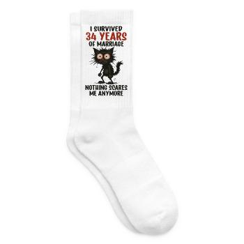 34 Hochzeitstag Geschenk Mann Frau Ehemann Ehefrau - Tennissocken - Weiß - Rechts