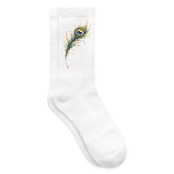 Pfauenfeder Herz Boho Yoga Geschenk   - Tennissocken - Weiß - Rechts