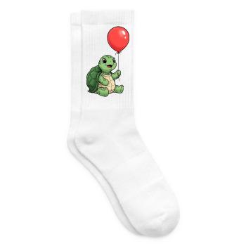 Turtle Kids T-Shirt mit rotem Ballon – Schildkröte - Tennissocken - Weiß - Rechts