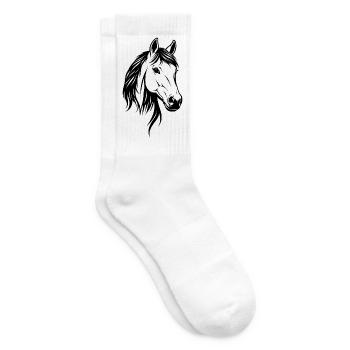 Pferdekopf Schwarz-Weiß - Tennissocken - Weiß - Rechts