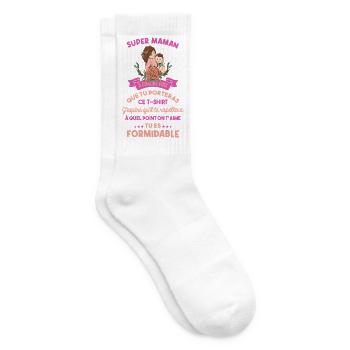 Super Maman Tu Es Formidable Idée Cadeau - Chaussettes de tennis - blanc - Droite