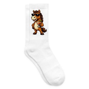 Summer Fun Horse with Cocktail - Tennis socks - white - Right