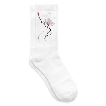 Magnolia in Ikebana style elegant & minimal - Tennis socks - white - Right