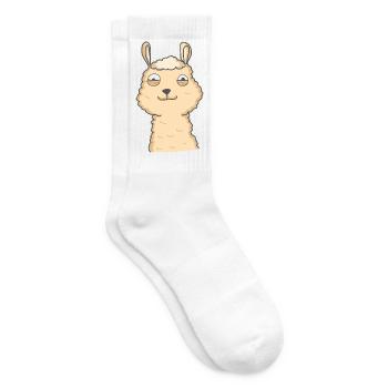 Chill Alpaga – Dessin animé Lama duveteux - Chaussettes de tennis - blanc - Droite