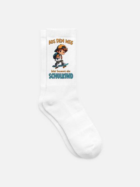 Aus dem Weg Schulkind Skateboard Junge - Tennissocken - Weiß