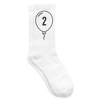 Balloon Number 2 – Birthday & Party Design - Tennis socks - white - Right