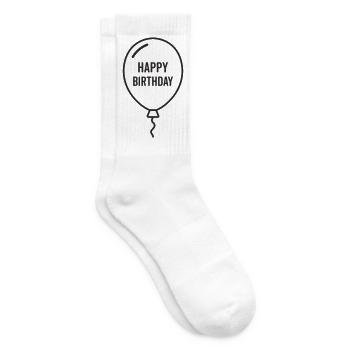 Happy Birthday Balloon – Birthday Design - Tennis socks - white - Right