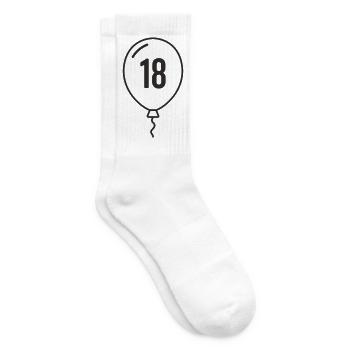 Balloon Number 18 – Birthday & Party Design - Tennis socks - white - Right