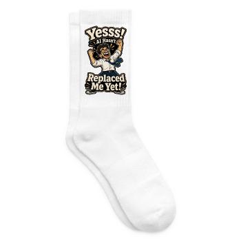 Yes, AI hasn't replaced me yet - Tennis socks - white - Right