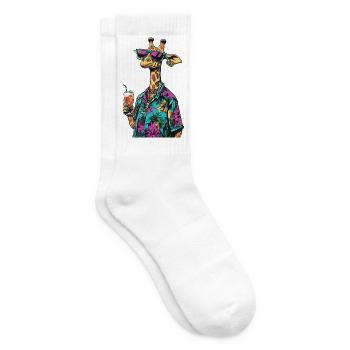 Été de la bande dessinée Girafe - Chaussettes de tennis - blanc - Droite