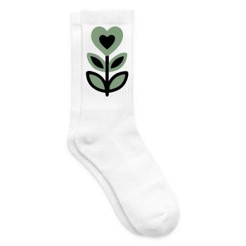 Flower Heart Leaves Cottagecore Gardener Nature - Tennis socks - white - Right