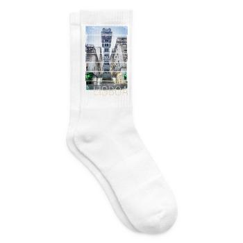 Lissabon in Portugal Retro Aufzug Vintage Souvenir - Tennissocken - Weiß - Rechts