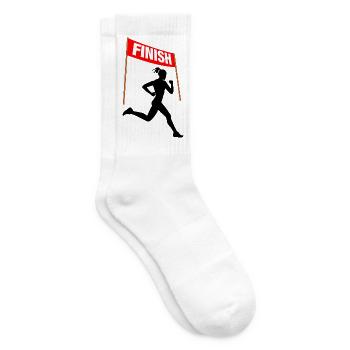 Weibliche Läuferin – Marathon-Sieg - Tennissocken - Weiß - Rechts