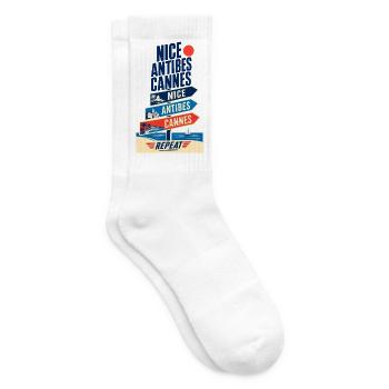 French Riviera Nice Antibes Cannes Repeat Travel - Tennis socks - white - Right