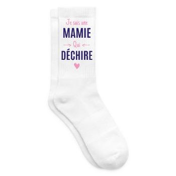 Humour Mamie Cadeau Grand-Mère Original - Chaussettes de tennis - blanc - Droite