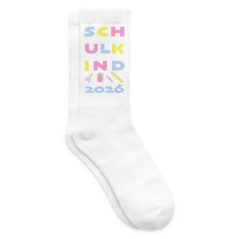 Schulkind 2026 Einschulung pastell - Tennissocken - Weiß - Rechts