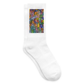 Motif de Fantôme Gribouillé Coloré - Visages drôles - Chaussettes de tennis - blanc - Droite