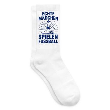 Echte Mädchen Spielen Fussball - Tennissocken - Weiß - Rechts
