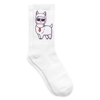 Llama cool avec cravate à lunettes de soleil - Chaussettes de tennis - blanc - Droite