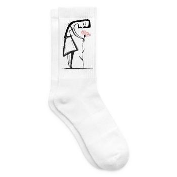 Minimalist line woman with flower - Tennis socks - white - Right