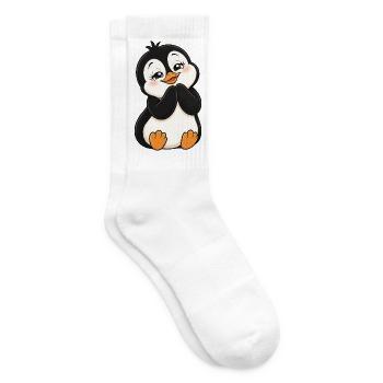 Süßer Cartoon Pinguin entzückt - Tennissocken - Weiß - Rechts