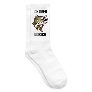 Ich Dreh Dorsch Angeln Fisch Humor Spruch - Tennissocken - Weiß - Rechts