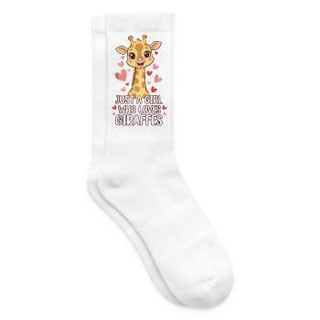 Mädchen liebt Giraffen Herzen - Tennissocken - Weiß - Rechts